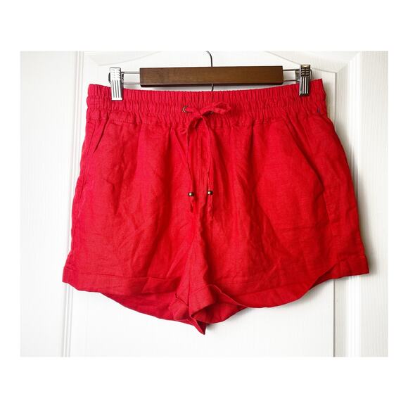 Love Tree Pants - Love Tree Women’s Linen Collection Red Linen Blend Shorts Size Large